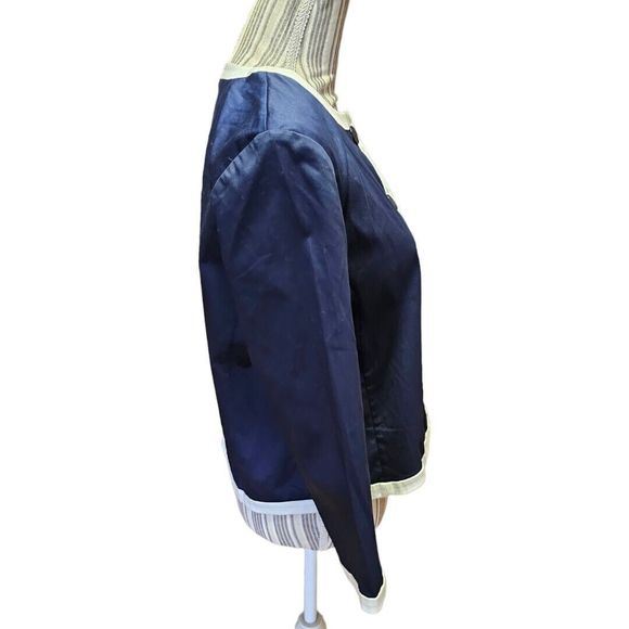 Ralph Lauren Women's SZ L Blazer Jacket Women Blue Solid Cotton career piece - Picture 3 of 4
